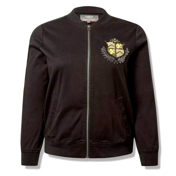 2X | 18/20 | Beaded Embellished Stretch Twill Zip-up Bomber Jacket | NWT - Picture 1 of 7